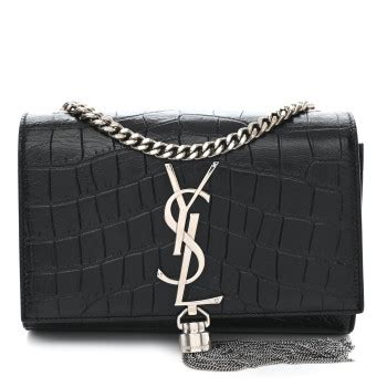 ysl bag tassel black crescent|SAINT LAURENT Calfskin Crocodile Embossed Small Classic .